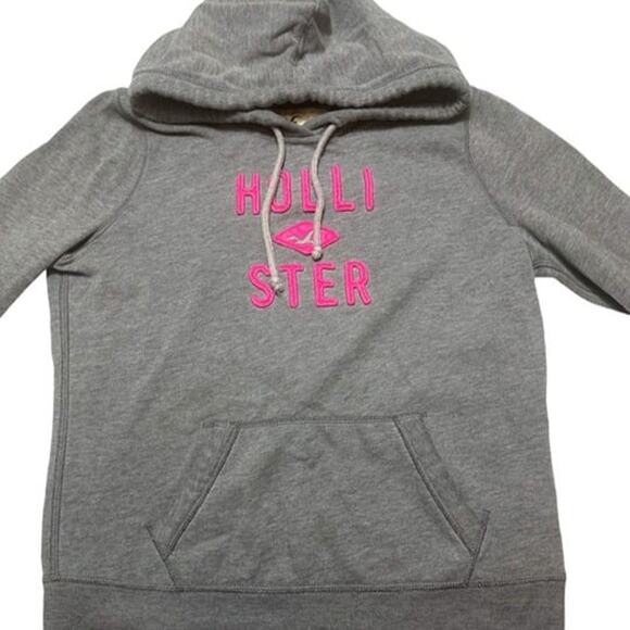 Y2K Hollister Gray/Pink Pullover Hoodie Womens Size Large - Picture 2 of 5